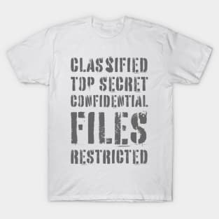 Classified Files Typography Stack (Grey) T-Shirt